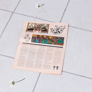 Back page of the SUM newspaper with the comic The Noise Presents itself printed at the top