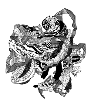 100 Dollar Film Festival - Black and White Version: digital drawing and collage. 2014.