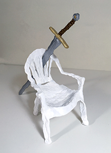 'Sword in the Stone'. Acrylic paint and sculpey. 2019.